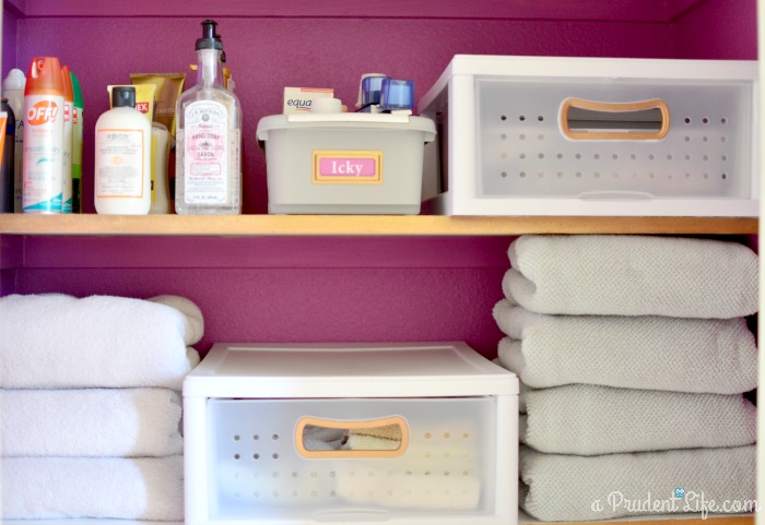 How to Organize a Bathroom Closet - Polished Habitat