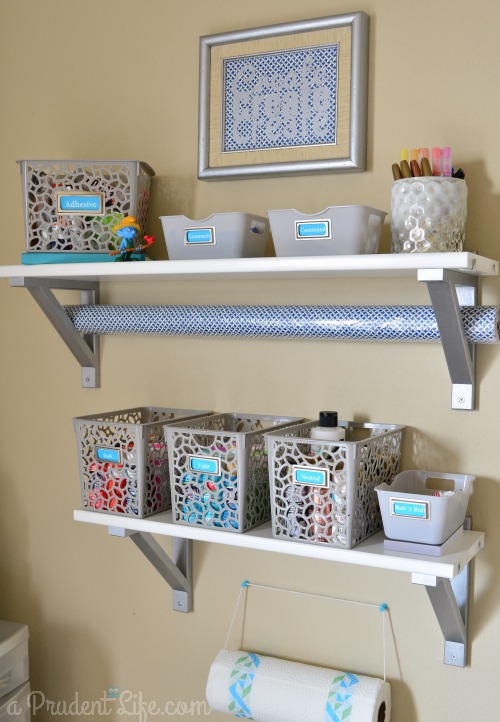 Organized Shelves in craft space