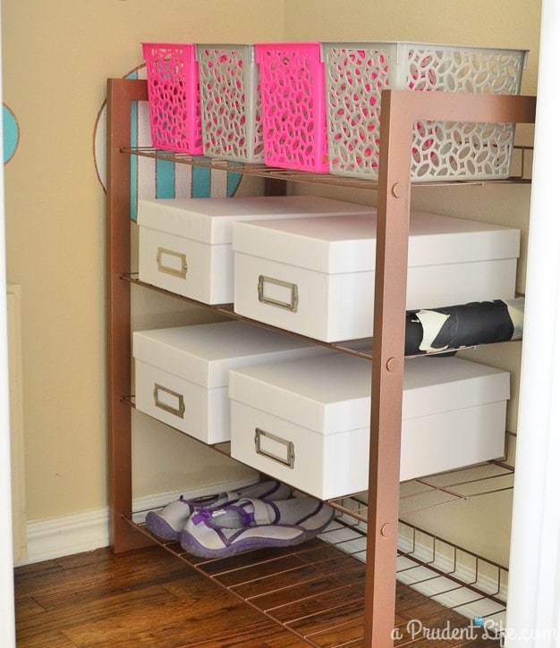 Shoe shelves are perfect for storage!