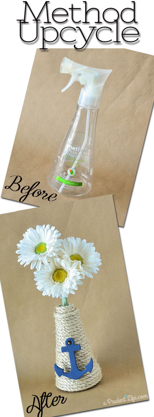 Easy Upcycle - Turn a Method Dish Soap Bottle into a Nautical Vase!