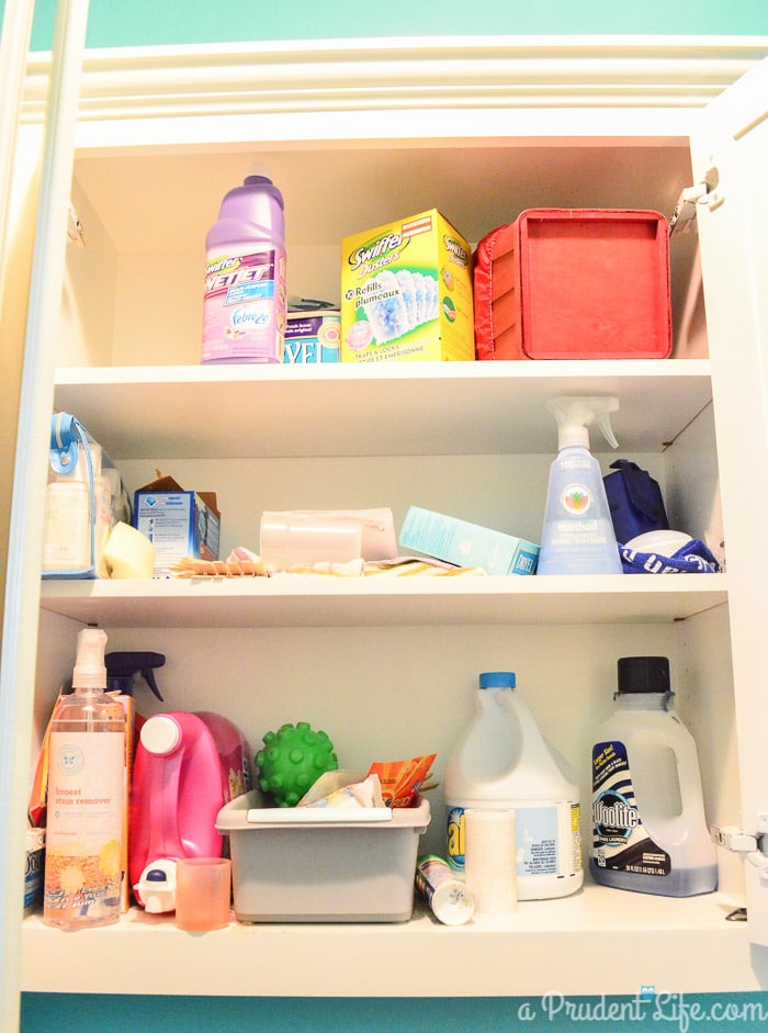 Laundry Room Cabinet BEFORE Organization