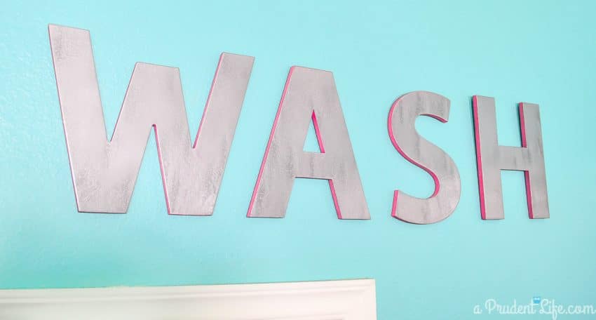 Chipboard letters painted to look metallic