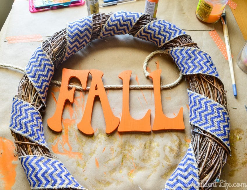 Navy & orange fall wreath