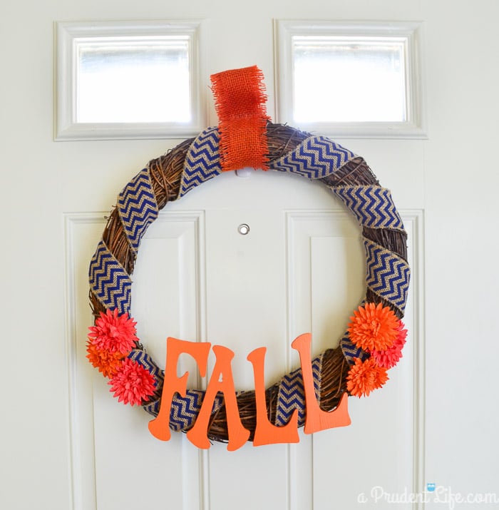 Navy & orange fall wreath