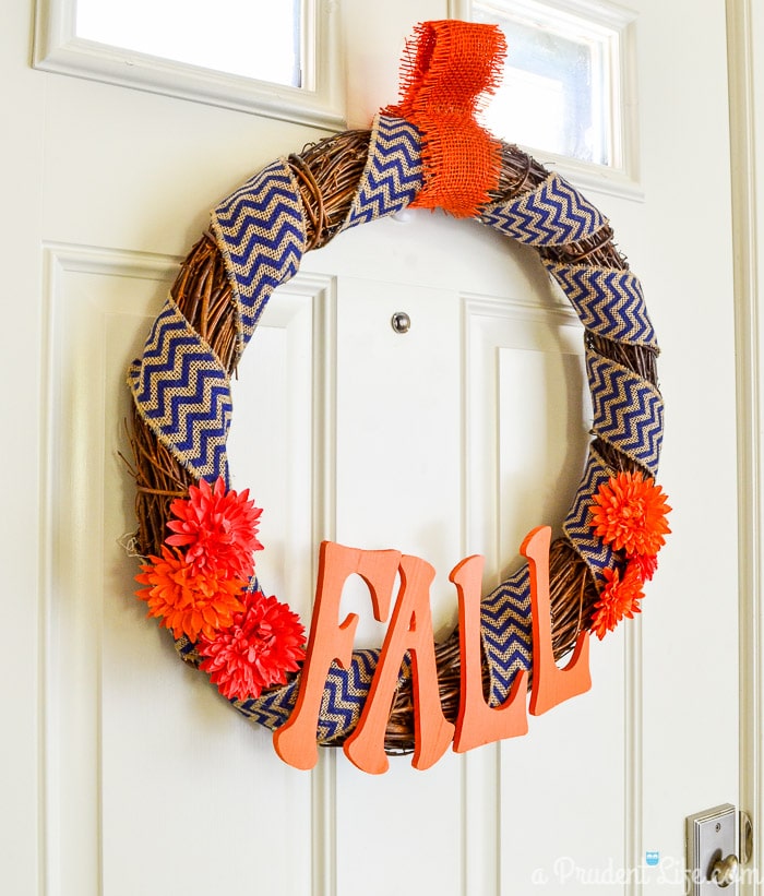 Navy & orange fall wreath