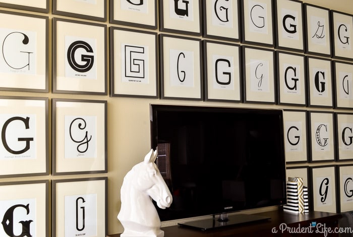 Typography Gallery Wall in IKEA Ribba Frames