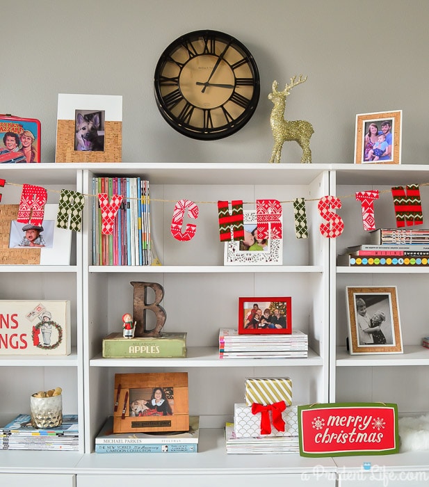 Christmas Bookcase Decor