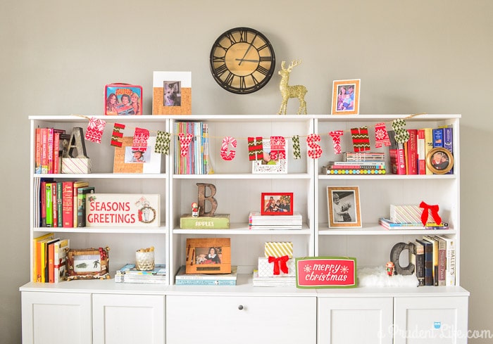 Christmas Bookcase Decor