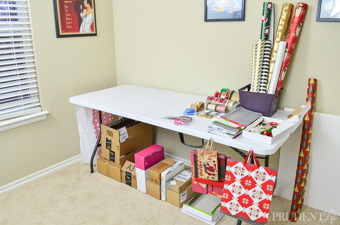 Save your dining room table with this easy wrapping station!