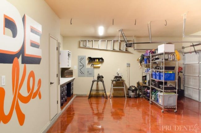 Our garage used to be a cluttered mess, but after a makeover we have plenty of room to create. Dividing the space into a workshop and "shed" was easy using $99 rolling shelving units.