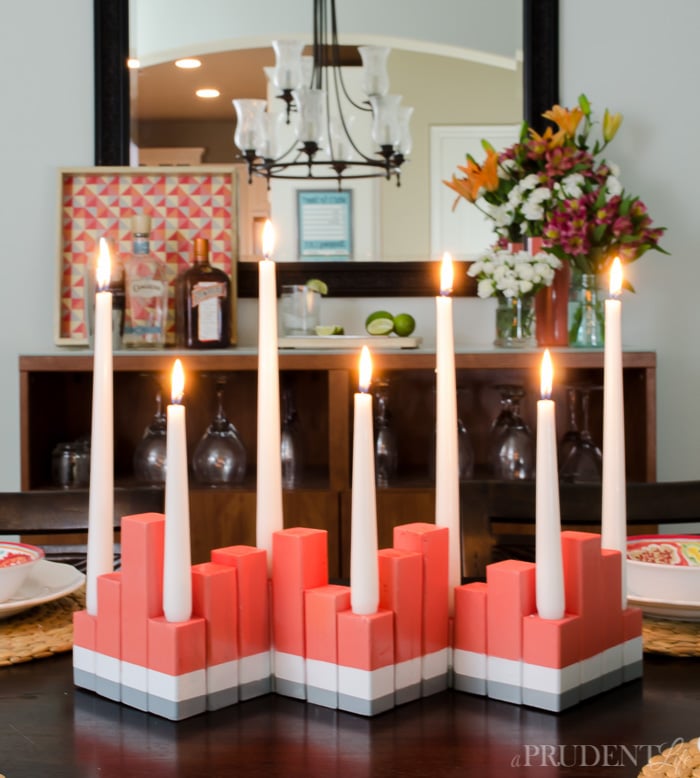 Need to brighten your dining room for summer? Follow this tutorial for an inexpensive modern centerpiece today! 