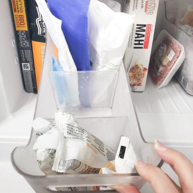 Clear freezer storage bin