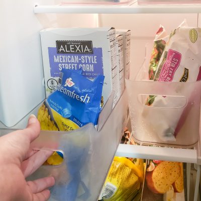 Corn in clear freezer bin