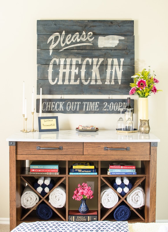 Creating a vintage look wood sign from brand new fence boards is easier than you would expect. Our guest room sign is