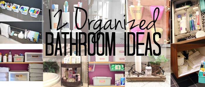 Organize every inch of your bathroom from your toiletries to kids bath toys with these twelve simple ideas. My favorites are the three using the space on the back of the cabinet doors! 