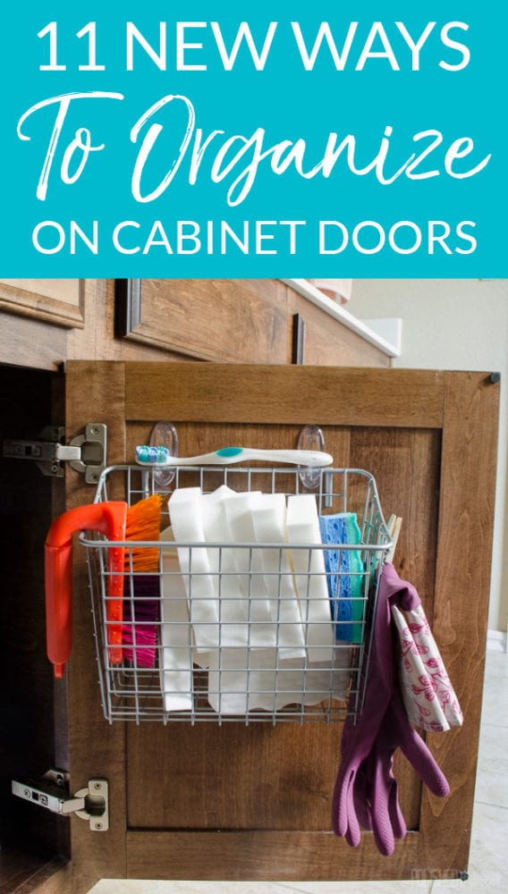 Wire Storage on Cabinet Door for Cleaning Supplies