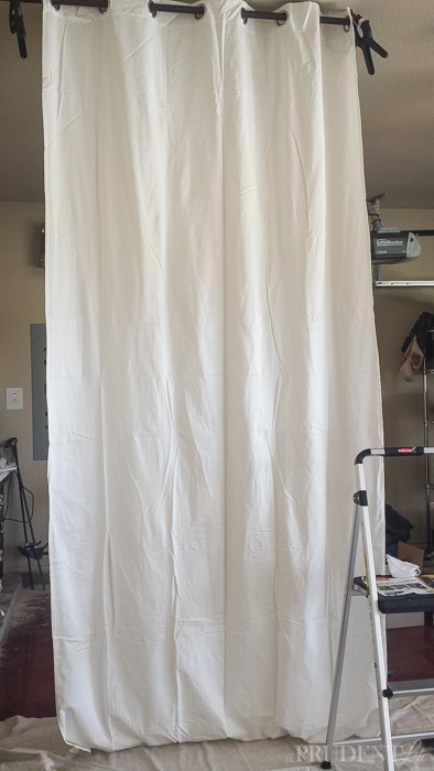 Before painting curtains, steam out the major wrinkles!