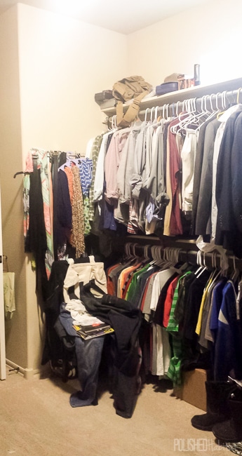 Master closet BEFORE - Click to see the afters! 