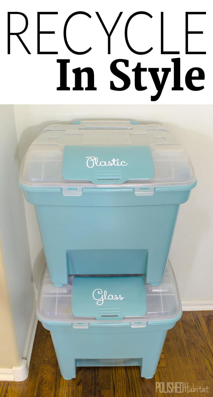 Recycle in Style: Recycling bins don't have to be ugly and utilitarian. You can be enviromental friendly AND stylish at the same time with pretty, organizing recycling bins like these!