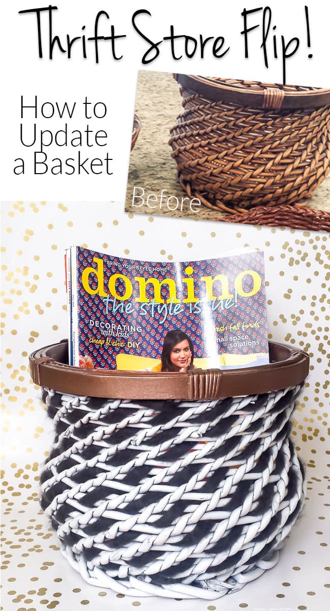 Baskets are an easy thrift store find and are great for organizing, but what if they aren't your style? Think outside the box (basket?) by weaving an accent color and adding paint. Love the tip for how to weave the yarn in this tutorial! 