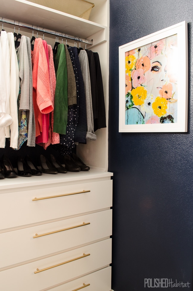 Ikea Malm dressers have never looked as good as they do in this DIY glam organized master closet.