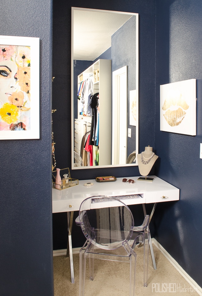 A dreamy vanity area doesn't require a ton of space. I love the idea of tucking it into a nook - you should see what was in this closet space before.