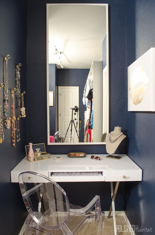 This vanity area is part of my dream master closet. So much organization!