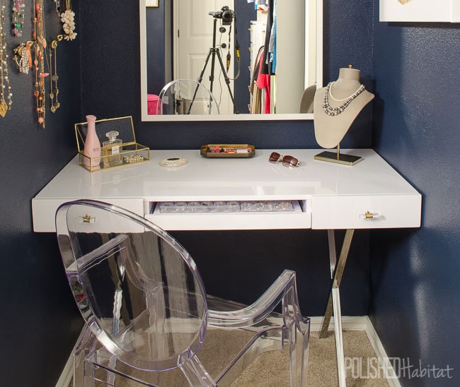 A dreamy vanity area doesn't require a ton of space. I love the idea of tucking it into a nook - you should see what was in this closet space before.