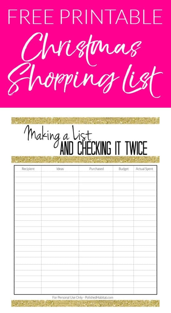 Christmas CAN be organized and less stressful! Try this free printable Christmas shopping list organizer to keep your shopping and budget organized this holiday season! 