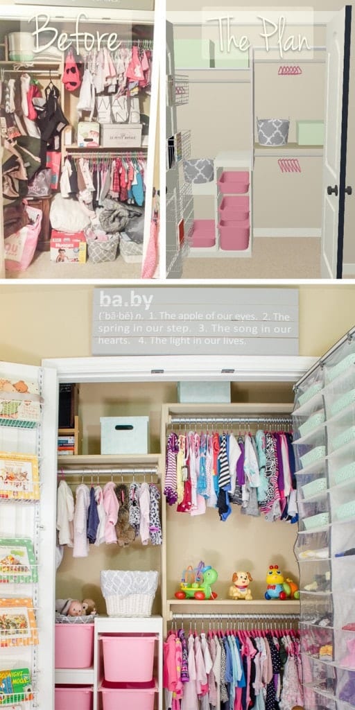 This is the baby closet organization of my dreams! I love that all the storage solutions keep working through the toddler years and onto school. 