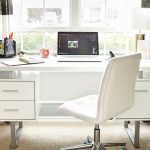 Feminine Home Office - White Desk & White Chair