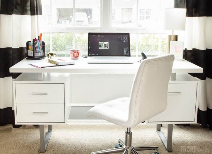 Feminine Home Office - White Desk & White Chair