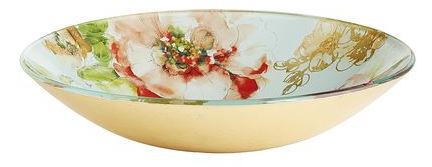 Elegant Blooms Glass Serving Bowl