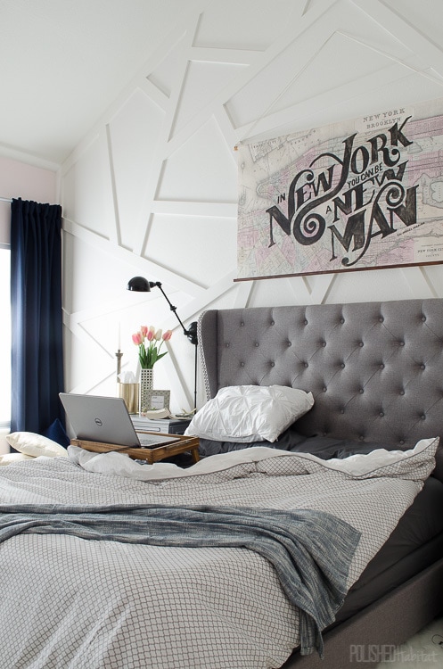 Modern Master Bedroom with Wingback Tufted Headboard