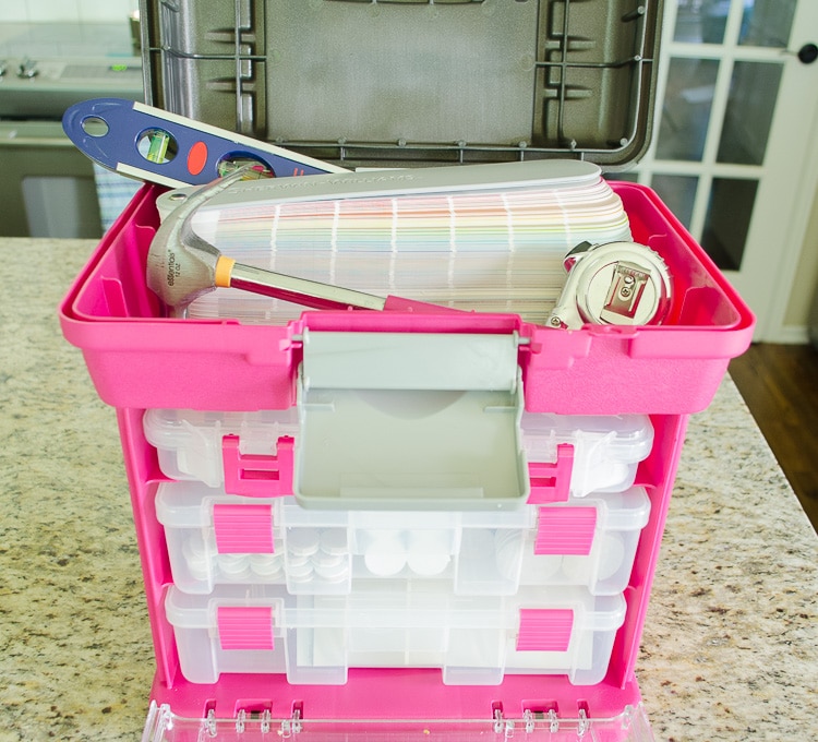 Assembling a Home Decorator's Toolkit - everyone needs one of these to organize paint samples, Command strips and so much more! 