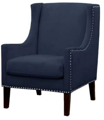 Navy Wingback Chair with Nailhead Trim