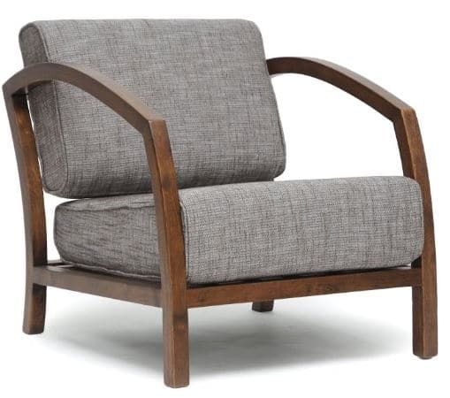 Modern Accent Chair with Wood Arms and Cushions