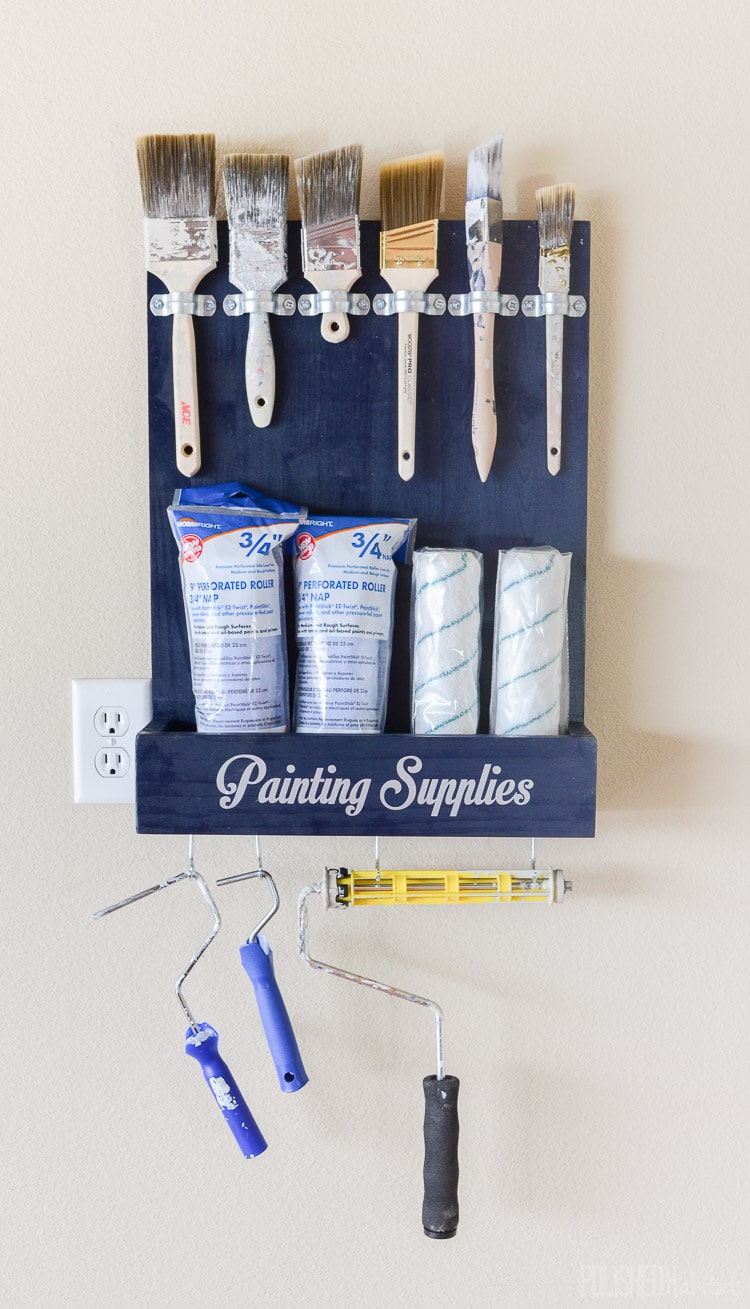 Garage a mess? Get organized with this quick tutorial for an inexpensive paint brush holder!
