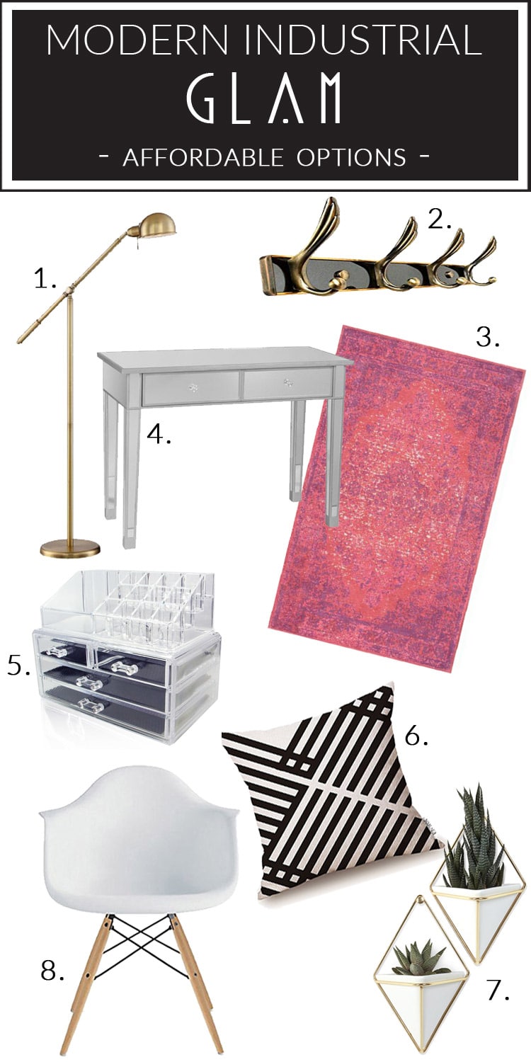 No budget for expensive decor? Check out these affordable Modern Industrial Glam pieces that can all be ordered from Amazon!