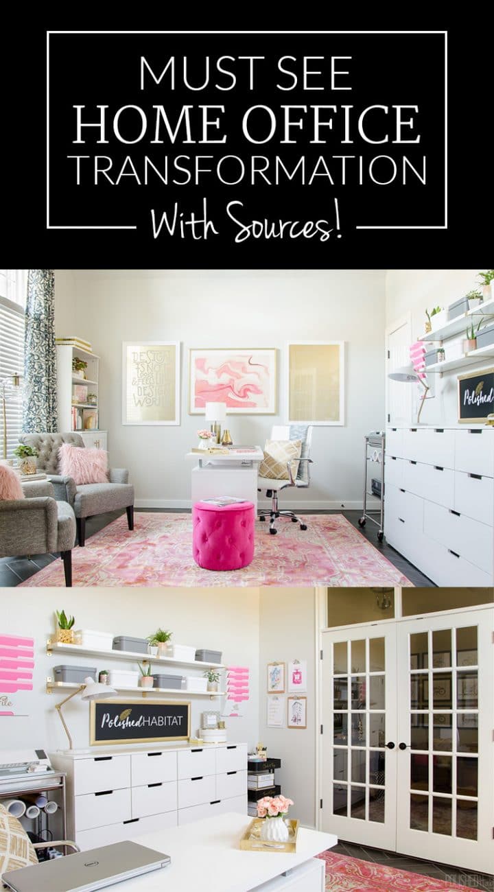 Home office an ugly mess? This before and after makeover added feminine style along with tons of organization to make office dreams come true.