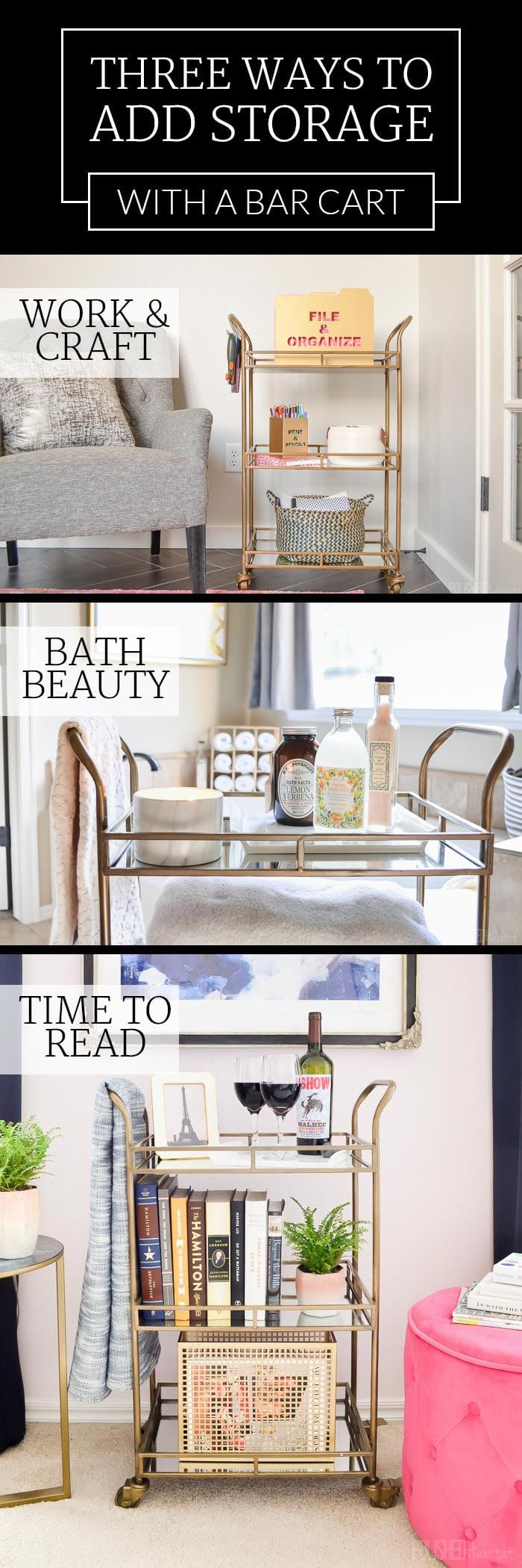 Looking for creative ways to add storage in your home? A bar cart could be a great solution! Love all these ideas - click for sources! 