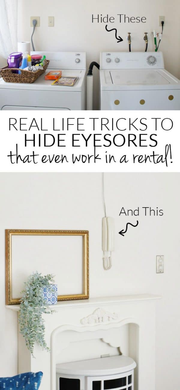 Tricks and examples of creative ways to decorate around eyesores when you can't remove them. Perfect for rentals!