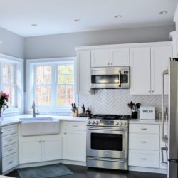 White modern farmhouse kitchen - can you believe this used to be a dark, oak kitchen?