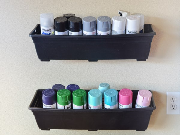 Quick Idea for Spray Paint Storage - Click for other garage organizing ideas!