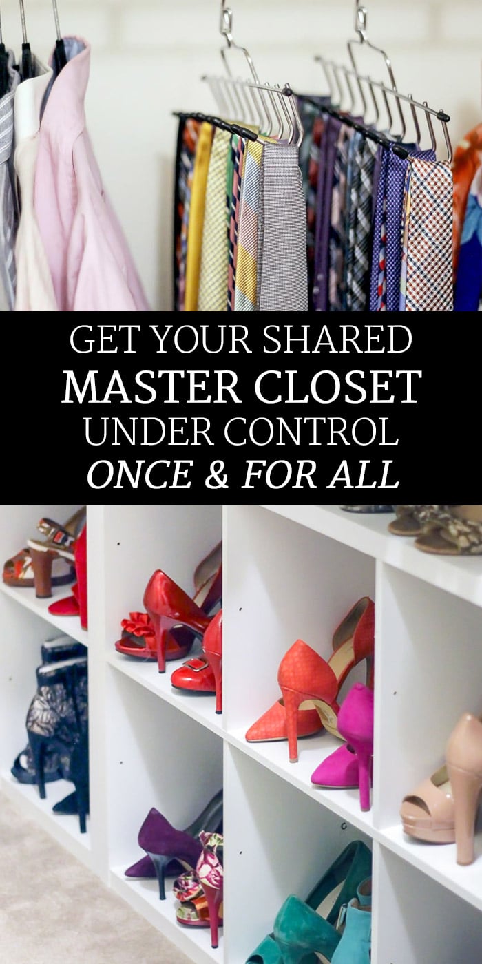 If you've got a small master closet, you need these quick tips. They're perfect for keeping the peace in a shared closet. 