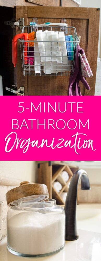 Try these bathroom storage and organization ideas that you can implement in under 5 minutes! Each one makes it faster to KEEP the bathroom clutter-free every day. 