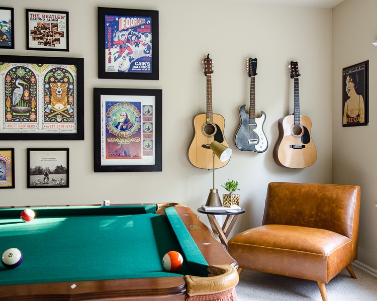 Game Room Decorating - Music Theme & Pool Table