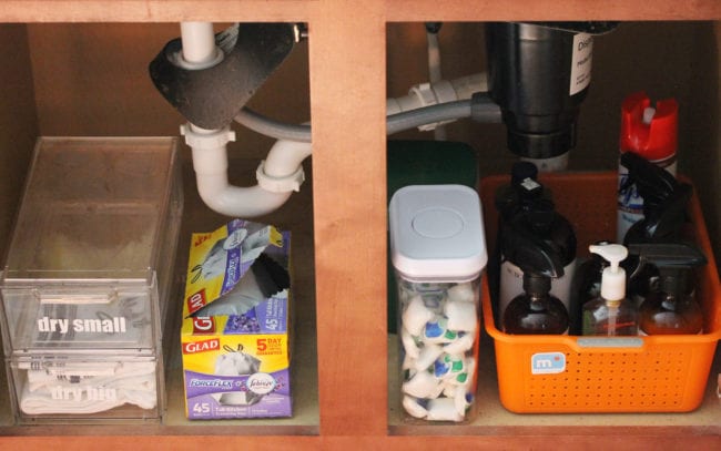 Simple organization under the kitchen sink