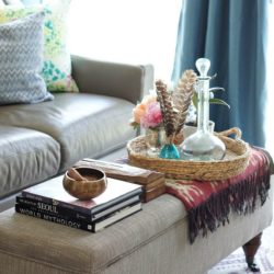 storage bench used as coffee table