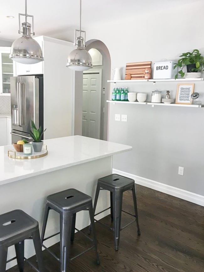 Kitchen with White Open Shelves